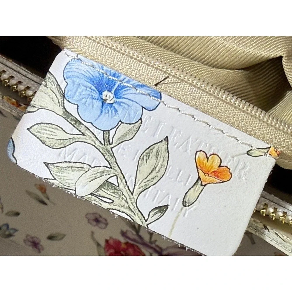 Borse In Pelle Genuine Leather Floral Print  Women's Purse Made‎ In Italy NEW